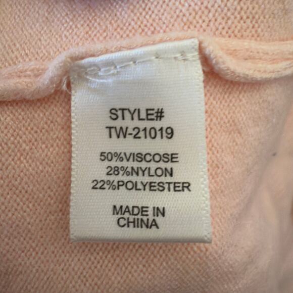 Zenana sz. Large pink lightweight turtleneck sweater, feminine, classic #3633 - Picture 6 of 7